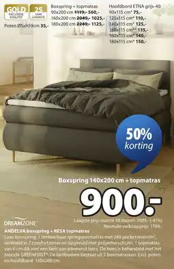 Jysk Dreamzone® andelva boxspring + resa topmatras aanbieding