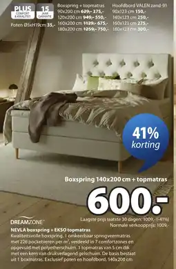 Jysk Dreamzone® Nevla boxspring + Ekso topmatras aanbieding