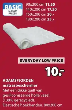 Jysk Adamsfjorden matrasbeschermer aanbieding