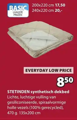 Jysk Stetinden synthetisch dekbed aanbieding