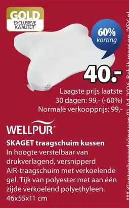 Jysk Wellpur skaget traagschuim kussen aanbieding