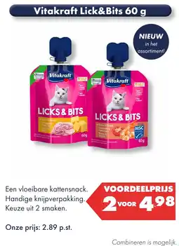 Huisdier Voordeelshop Vitakraft Lick&Bits 60 g aanbieding