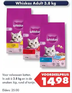 Huisdier Voordeelshop Whiskas Adult 3.8 kg aanbieding