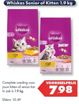 Huisdier Voordeelshop Whiskas Senior of Kitten 1.9 kg aanbieding