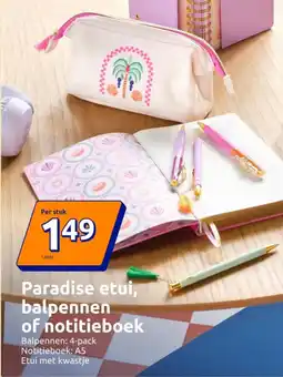 Action Paradise etui balpennen of notitieboek aanbieding