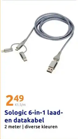 Action Sologic 6-in-1 laad- en datakabel aanbieding