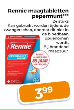 Trekpleister Rennie maagtabletten pepermunt aanbieding