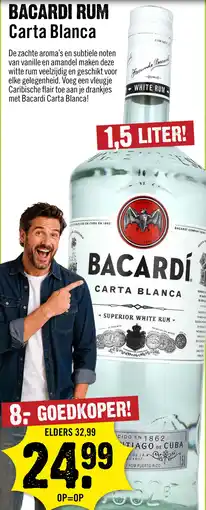 Dirck 3 Bacardi Carta Blanca 150 cl aanbieding