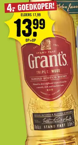 Dirck 3 Grant's Blended Scotch Whisky 70 cl aanbieding