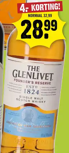 Dirck 3 The Glenlivet Founder's Reserve Single Malt Whisky 70 cl aanbieding