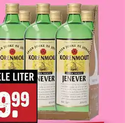 Dirck 3 Jouke de Jonghe Korenmout Jenever HELE LITER aanbieding