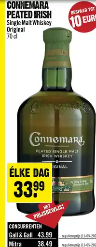 Dirck 3 Connemara Original Irish Single Malt Whiskey 70 cl aanbieding