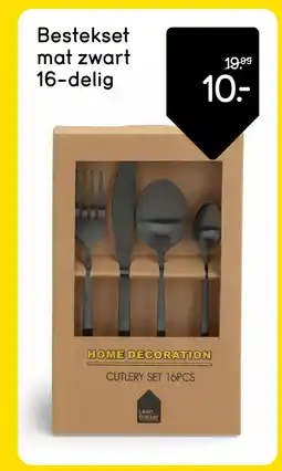 Leen Bakker Bekijk Bestekset mat zwart 16-delig aanbieding