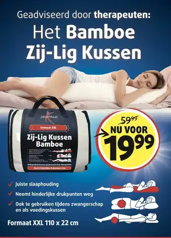 Lucovitaal Het Bamboe Zij-Lig Kussen XXL 110 x 22 cm aanbieding