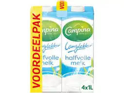 Hoogvliet Campina Langlekker halfvolle melk voordeel 4 x 1lt aanbieding