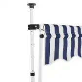 Bol.com vidaXL - Luifel - handmatig - uittrekbaar - 150 - cm - blauw - en - witte - strepen aanbieding