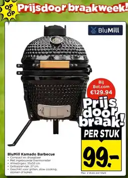 Vomar Voordeelmarkt BluMill Kamado Barbecue aanbieding