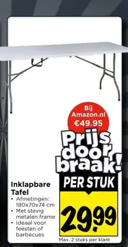 Vomar Voordeelmarkt Inklapbare Tafel aanbieding