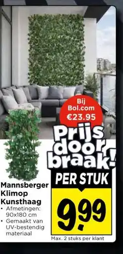 Vomar Voordeelmarkt Mannsberger Klimop Kunsthaag aanbieding