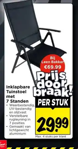 Vomar Voordeelmarkt Inklapbare Tuinstoel met 7 Standen aanbieding