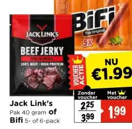 Vomar Voordeelmarkt Jack Link's , of Bifi aanbieding