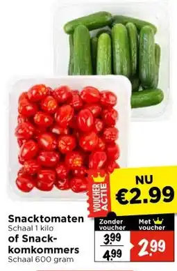 Vomar Voordeelmarkt Snacktomaten , of Snack- komkommers aanbieding