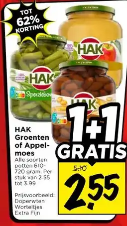 Vomar Voordeelmarkt HAK Groenten of Appel- moes aanbieding