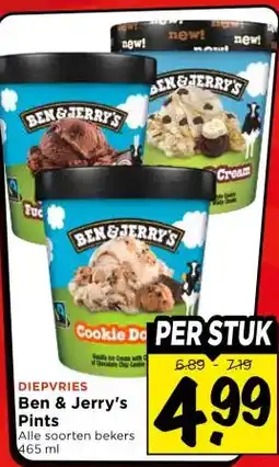 Vomar Voordeelmarkt DIEPVRIES Ben & Jerry's Pints aanbieding