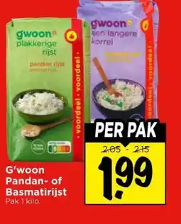 Vomar Voordeelmarkt G'woon Pandan- of Basmatirijst aanbieding