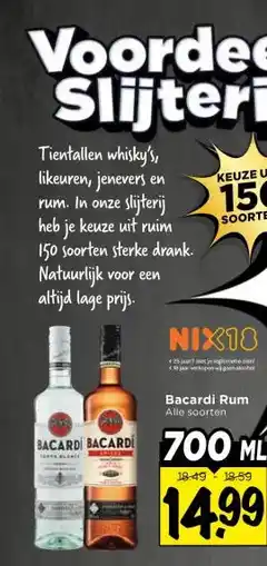 Vomar Voordeelmarkt Bacardi Rum aanbieding