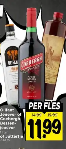 Vomar Voordeelmarkt Olifant Jenever of Coebergh Bessen- jenever , of Juttertje aanbieding