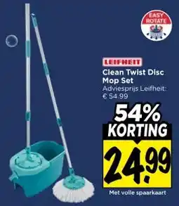 Vomar Voordeelmarkt LEIFHEIT Clean Twist Disc Mop Set aanbieding