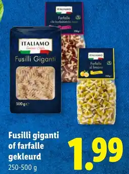 Lidl Fusilli giganti of farfalle gekleurd aanbieding