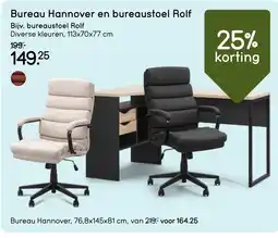 Leen Bakker Bureau Hannover en bureaustoel Rolf aanbieding