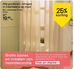 Leen Bakker Alle gordijnen , vitrages in inbetweens op maat aanbieding