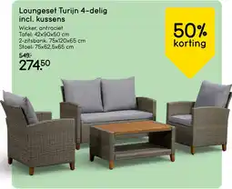 Leen Bakker Loungeset Turijn 4 delig incl. kussens aanbieding