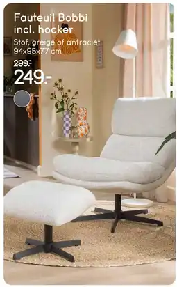 Leen Bakker Fauteuil bobbi incl. hocker aanbieding