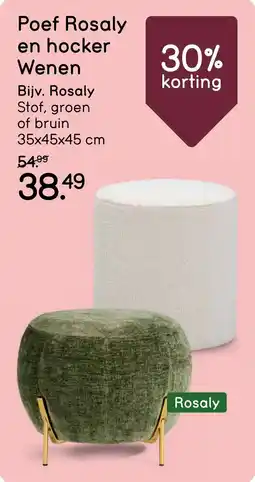 Leen Bakker Poef rosaly en hocker wenen aanbieding