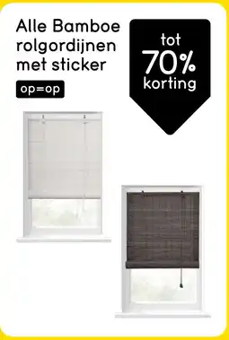 Leen Bakker Alle bamboe rolgordijnen met sticker aanbieding