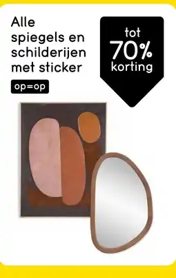 Leen Bakker Alle spiegels en schilderijen met sticker aanbieding