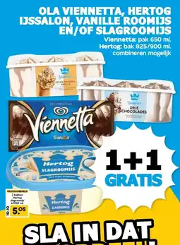 Boon`s Markt OLA VIENNETTA, HERTOG IJSSALON, VANILLE ROOMIJS EN/OF SLAGROOMIJS aanbieding