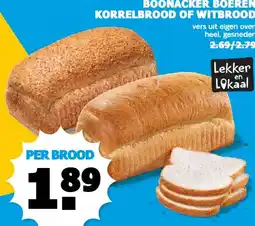 Boon`s Markt BOONACKER BOEREN KORRELBROOD OF WITBROOD aanbieding