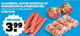 Boon`s Markt SLAVINKEN, DUITSE BIEFSTUK OF RUNDERCHIPOLATAWORSTJES aanbieding