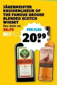 Boon`s Markt JÄGERMEISTER KRUIDENLIKEUR OF THE FAMOUS GROUSE BLENDED SCOTCH WHISKY aanbieding