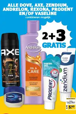Boon`s Markt ALLE DOVE, AXE, ZENDIUM, ANDRELON, REXONA, PRODENT EN/OF VASELINE aanbieding