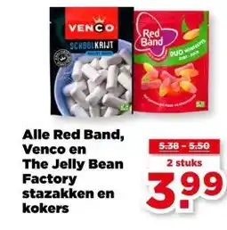 PLUS Alle Red Band, Venco en The Jelly Bean Factory stazakken en kokers aanbieding