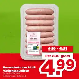 PLUS Boerentrots van PLUS Varkenssaucijzen aanbieding