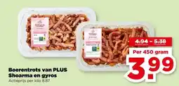 PLUS Boerentrots van PLUS Shoarma en gyros aanbieding