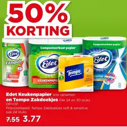 PLUS Edet Keukenpapier, en Tempo Zakdoekjes , aanbieding