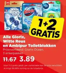 PLUS Alle Glorix, Witte Reus en Ambipur Toiletblokken aanbieding